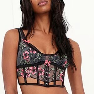 For Love and Lemons Penelope Semi Sheer Floral Lace Bustier